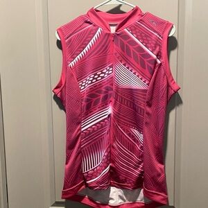 Shebeest Bike Jersey XL Pink Geo Cycling Top Sleeveless Front Zip Road Ride